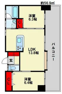 ヴェールヴァン田町【202号室】の間取り