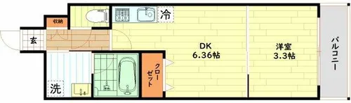 大阪府大阪市西区新町4丁目【マンション】の間取り