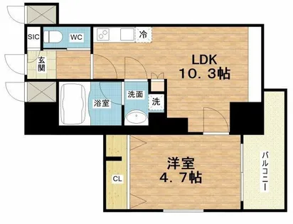 プレジオ難波ASIAN【9階】の間取り