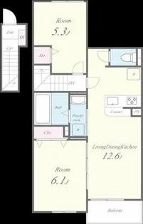 メゾン・デ・クール【203号室】の間取り