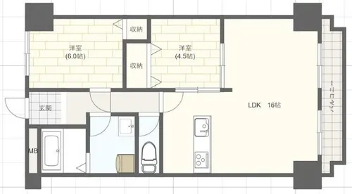 ヌーベルメゾン清水【1階】の間取り