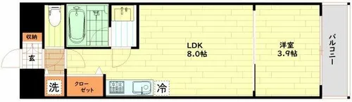 大阪府大阪市中央区博労町1丁目【マンション】の間取り
