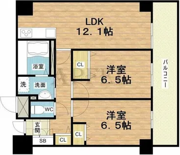 レジディア西天満【4階】の間取り