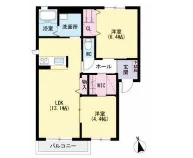 パストラーレ潤崎C棟【201号室】の間取り