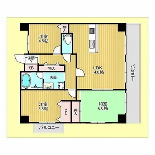 グランエスペランサ千里【5階】の間取り