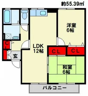 セジュールやつえ B棟【1階】の間取り