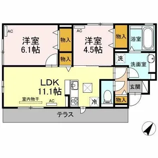 ウィット瓦町通【1階】の間取り