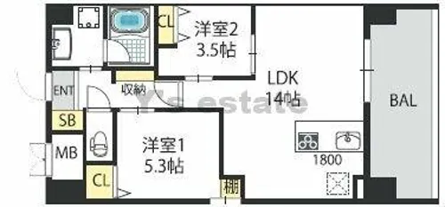グランマーレ小路駅前【6階】の間取り