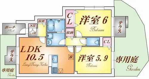 ヴェールフォンテーヌ【1階】の間取り