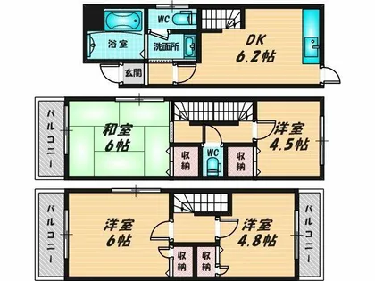 大阪府東大阪市岩田町3丁目【一戸建】の間取り