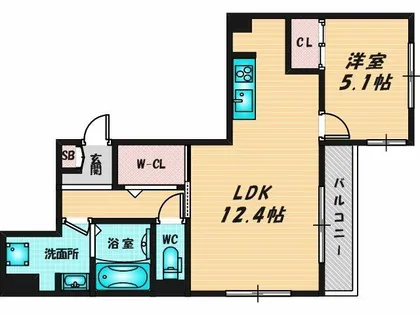 アベニール末広【1階】の間取り