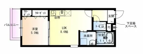 フジパレス弥刀駅北Ⅰ番館【3階】の間取り