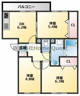 シャイニング弐番館【2階】の間取り