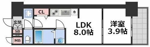 プレサンス堺筋本町エグゼブラン【11階】の間取り