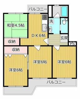 高槻塚原台ハイツ3号棟【2号室】の間取り