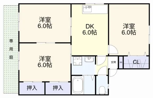 アンジェラス中根 B棟【105号室】の間取り