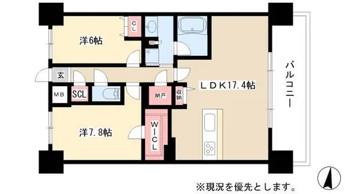 ロイヤルパークスERささしま【12階】の間取り