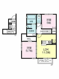 セントアース桑原【2階】の間取り