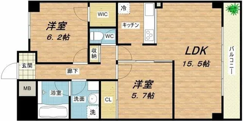 レジディア玉造【4階】の間取り