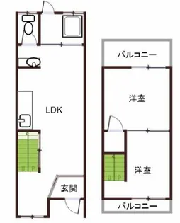 大阪府大阪市住吉区大領5丁目【テラスハウス】の間取り