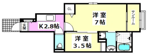 フローラル南別府【1階】の間取り