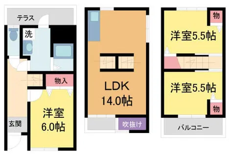 クレスト甲東園A【A-2号室】の間取り