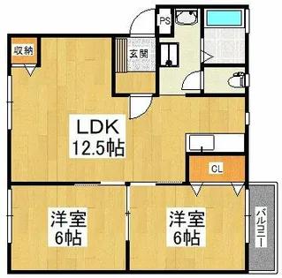 リバーサイド小車3号棟【1階】の間取り