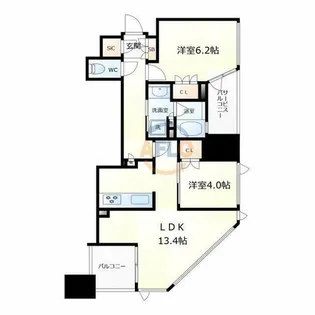 ブランズタワー大阪本町【8階】の間取り