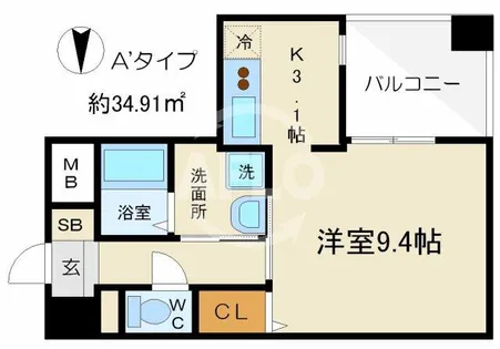 エスタブレ南森町【4階】の間取り