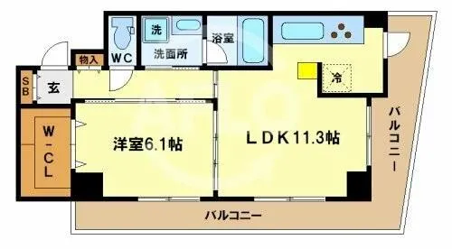 カスタリアタワー肥後橋【9階】の間取り