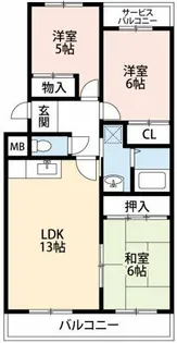 エトワール末広【1階】の間取り