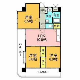 鶴陽明ハイツ【3階】の間取り