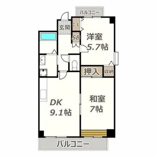 ルミノーゾスペランツァ【403号室】の間取り
