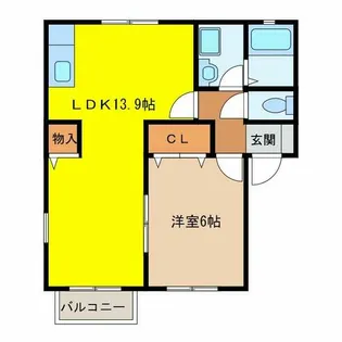 ルシエール的形【B102号室】の間取り