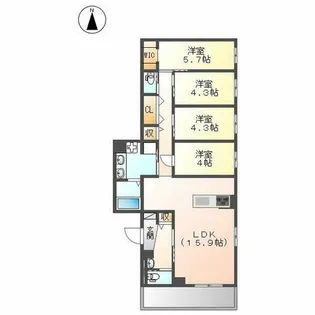 SunPlus1【302号室】の間取り