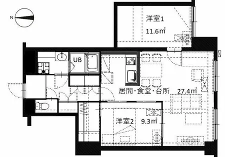 シルクヴェール城乾【203号室】の間取り