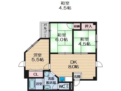 ハピネス栄町【305号室】の間取り