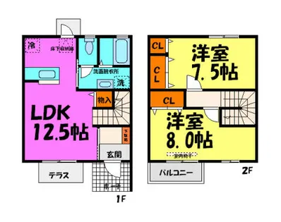 ピーチヒルテラス【2B号室】の間取り