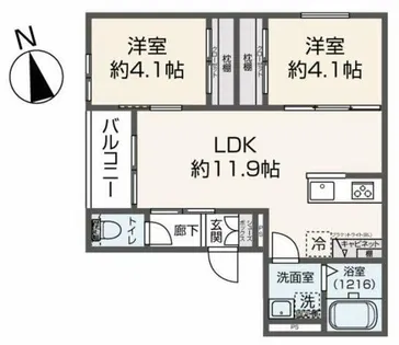Delica城野【2階】の間取り