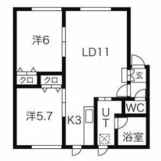 北海道札幌市北区新琴似五条4丁目【アパート】の間取り