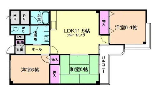 シュロス五月山Ⅱ【1階】の間取り