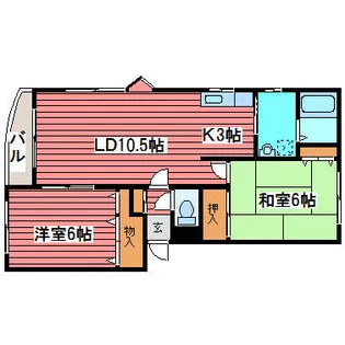 プルーデンス西岡Ⅱ【3階】の間取り