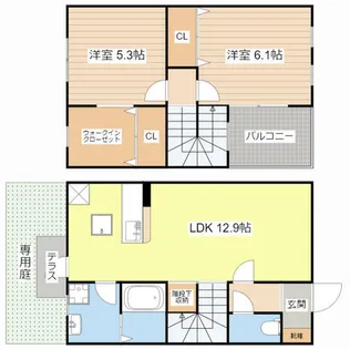 スクエア・N【1階】の間取り