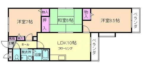 シュロス五月山【4階】の間取り