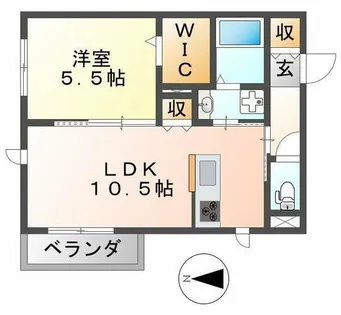 ウェルフラッツ武庫之荘【105号室】の間取り