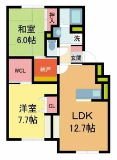 北仁川シティーハイツ【1階】の間取り