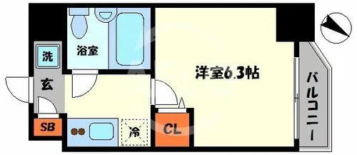 フォーリアライズ難波南ファーロ【6階】の間取り