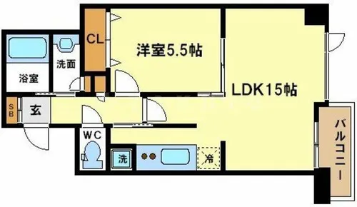 クロスレジデンス大阪新町【5階】の間取り