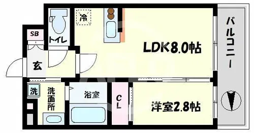 エスグランデ難波サウス【8階】の間取り