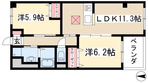 クリス竹【103号室】の間取り